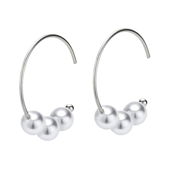 GlitzBlitz Jewelry - 2/$20!  Silver Partial Hoop Faux Pearl Ear Wires